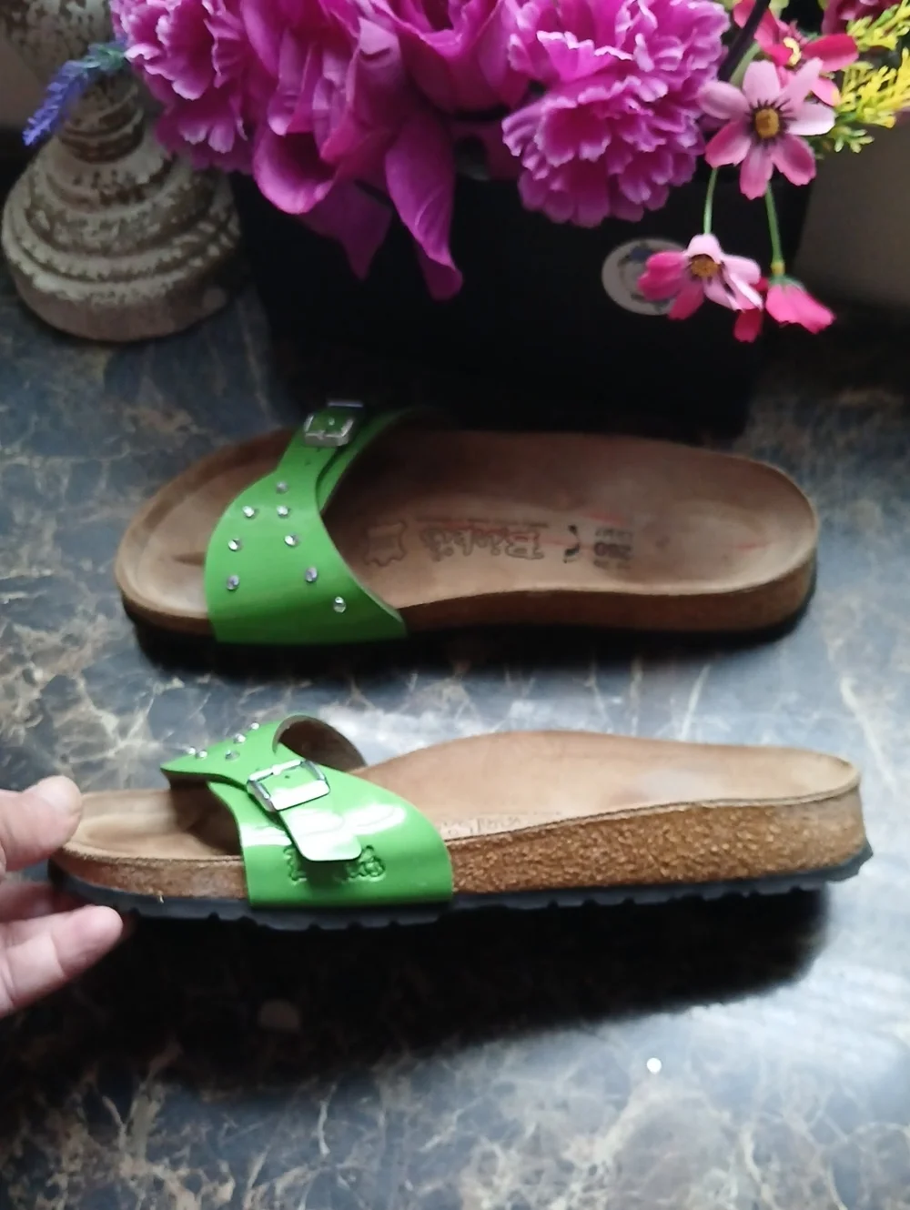 Birkenstock Birki's Patent Leather/Rhinestones Comfort Sandals 40 EU Women
